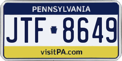 PA license plate JTF8649