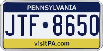 PA license plate JTF8650