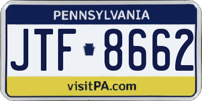 PA license plate JTF8662