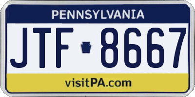 PA license plate JTF8667