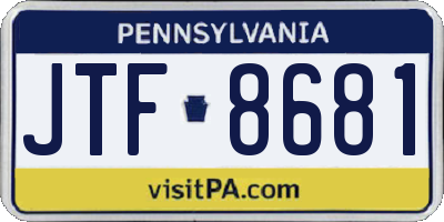 PA license plate JTF8681