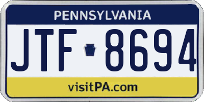 PA license plate JTF8694