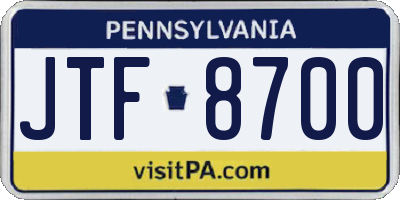 PA license plate JTF8700