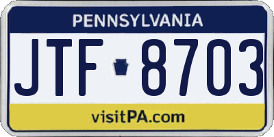 PA license plate JTF8703