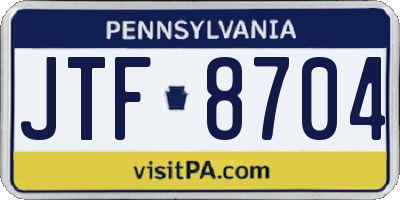 PA license plate JTF8704