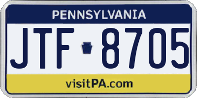 PA license plate JTF8705