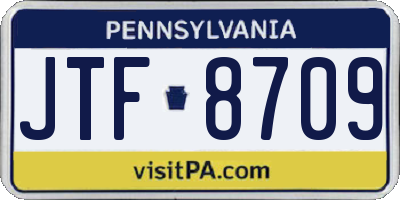 PA license plate JTF8709