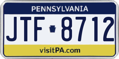PA license plate JTF8712