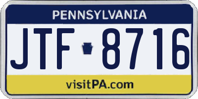 PA license plate JTF8716