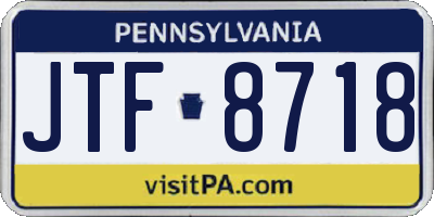 PA license plate JTF8718