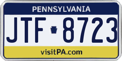 PA license plate JTF8723