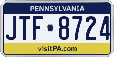 PA license plate JTF8724