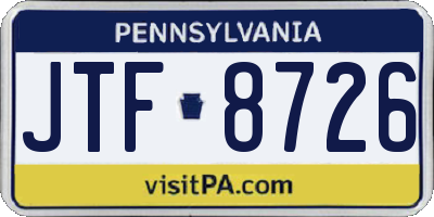 PA license plate JTF8726