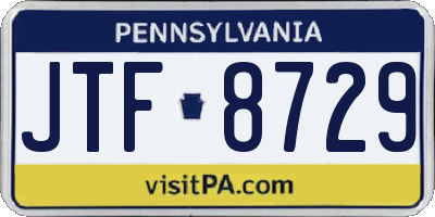 PA license plate JTF8729