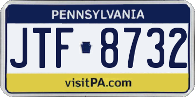 PA license plate JTF8732