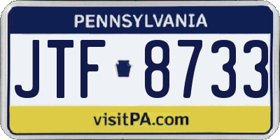 PA license plate JTF8733