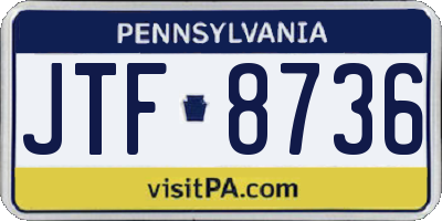 PA license plate JTF8736