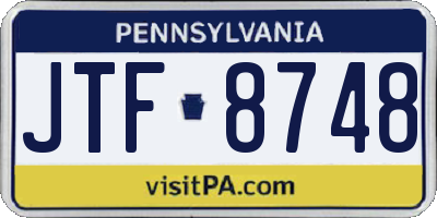 PA license plate JTF8748