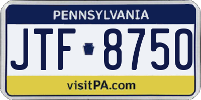 PA license plate JTF8750