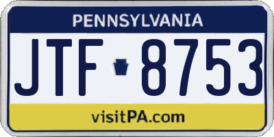PA license plate JTF8753