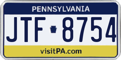 PA license plate JTF8754