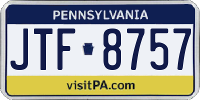 PA license plate JTF8757