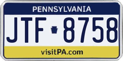 PA license plate JTF8758
