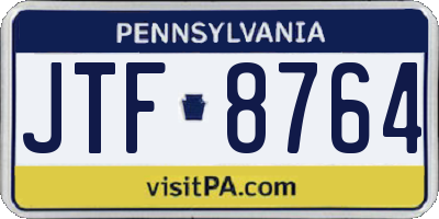 PA license plate JTF8764