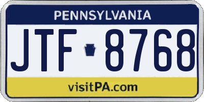 PA license plate JTF8768