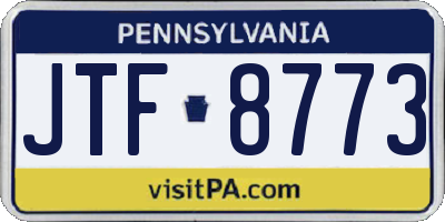 PA license plate JTF8773