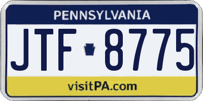 PA license plate JTF8775