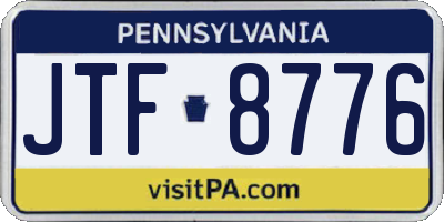 PA license plate JTF8776