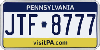 PA license plate JTF8777