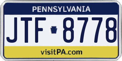 PA license plate JTF8778