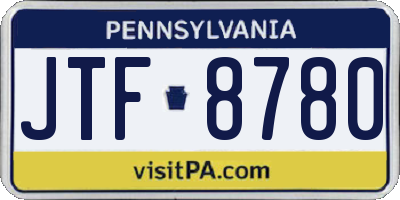 PA license plate JTF8780