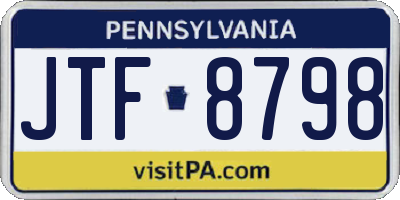 PA license plate JTF8798