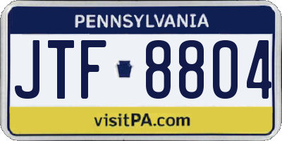 PA license plate JTF8804