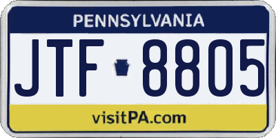 PA license plate JTF8805