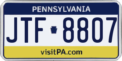 PA license plate JTF8807