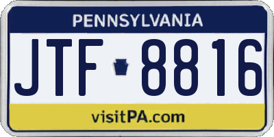 PA license plate JTF8816