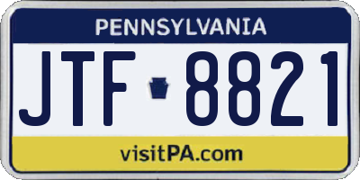 PA license plate JTF8821
