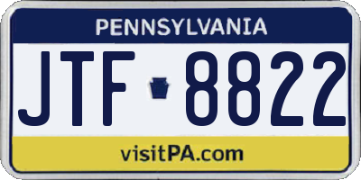 PA license plate JTF8822