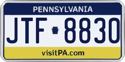 PA license plate JTF8830