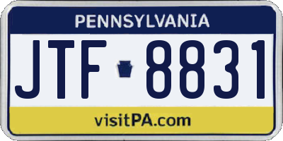 PA license plate JTF8831