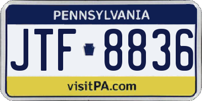 PA license plate JTF8836