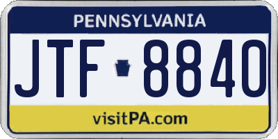 PA license plate JTF8840