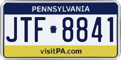 PA license plate JTF8841