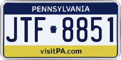 PA license plate JTF8851