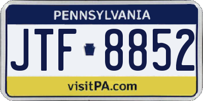 PA license plate JTF8852
