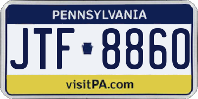 PA license plate JTF8860